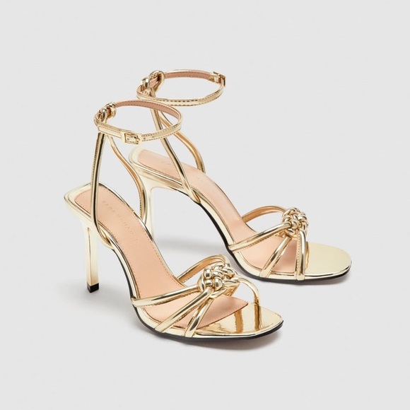 zara gold lace up sandals